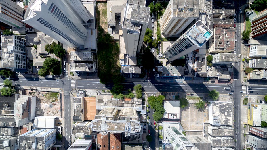 Urban high-rise buildings seen from above