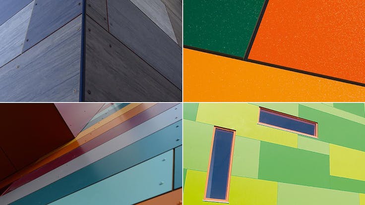 Images of Rockpanel showing Bending, Fixing, Engraving and Corners