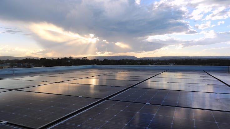 Solar Panels on Flat Roof, PV panel, green energy
