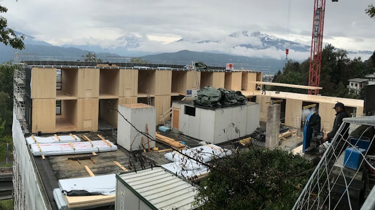 reference, villa blanka, tourism school tyrol, flat roof, construction site, innsbruck, austria