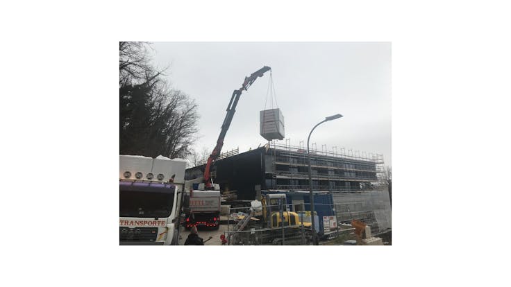 reference, villa blanka, tourism school tyrol, flat roof, construction site, crane, innsbruck, austria