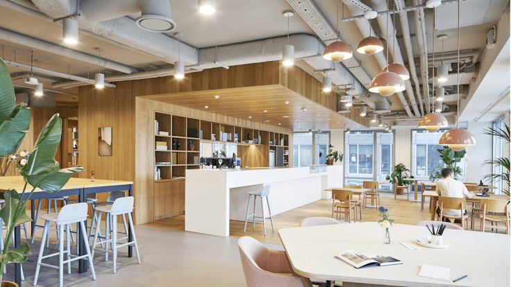 Corridor with Rockfon Mono Acoustic in Spaces Platinium co-working office, Warsaw, Poland