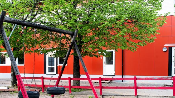 Mariedalsskolan in Varberg, Sweden cladded with Rockpanel Colours facade cladding