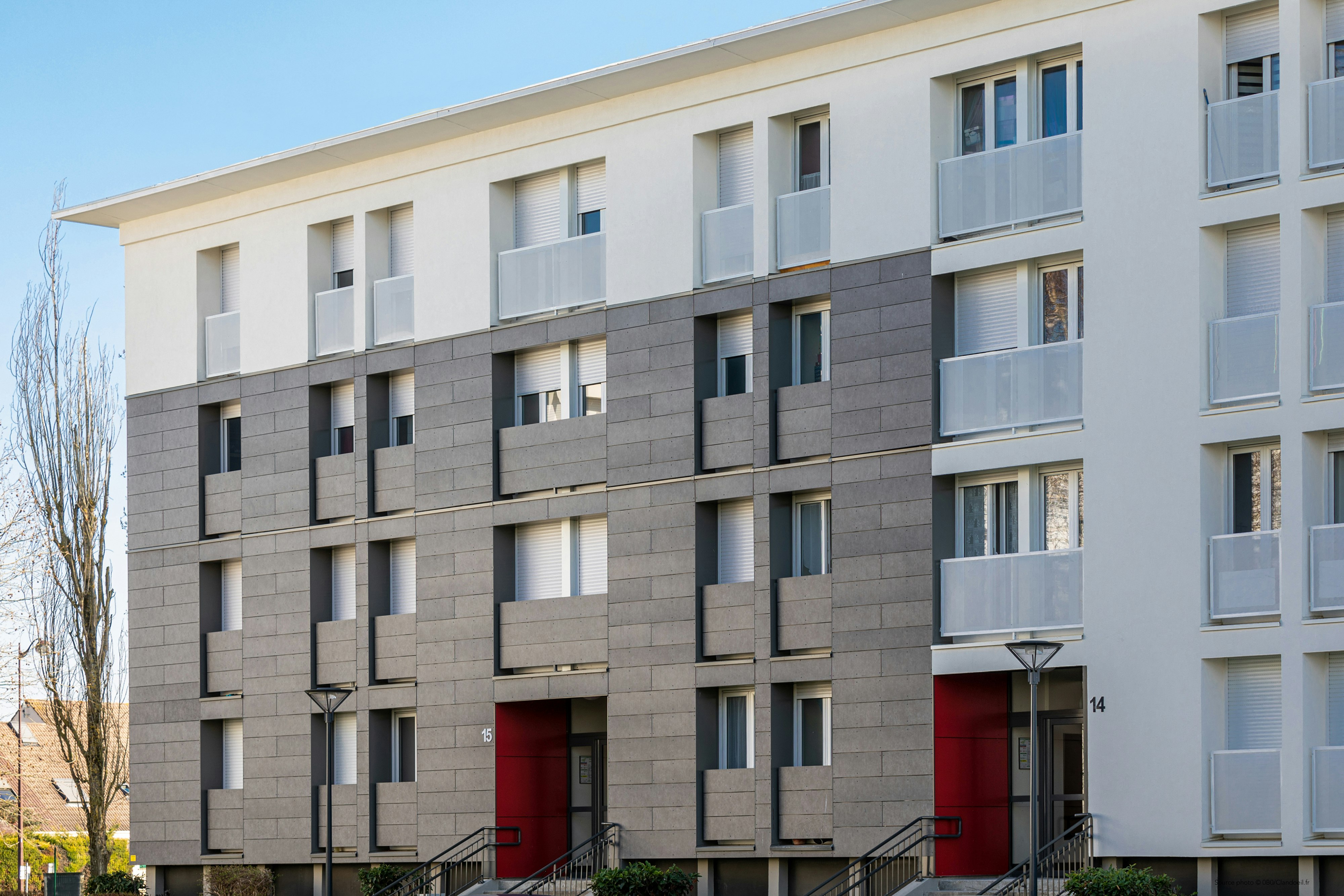 Renovation of 'Résidence la Marinière' Case study Rockpnael Gamme stone Mineral Chalk+ colours