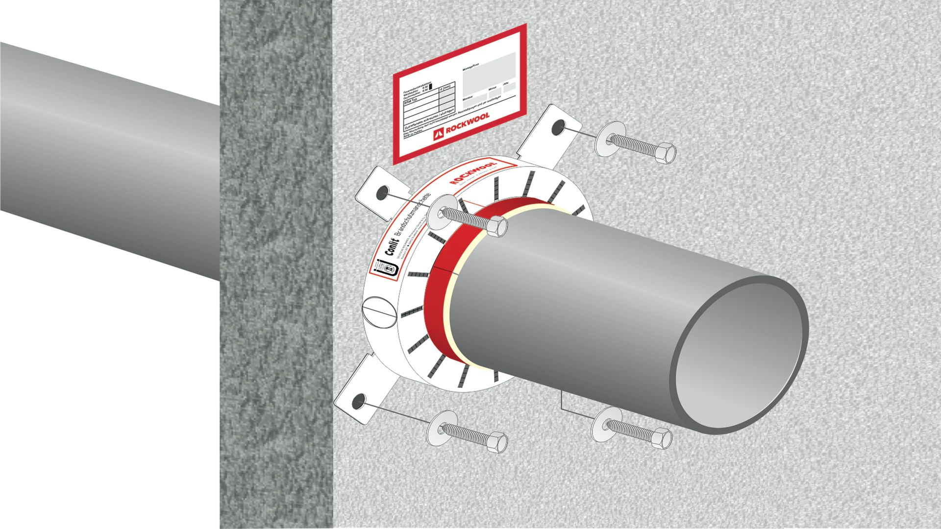 illustration, hvac, conlit brandschutzmanschette, germany, steps