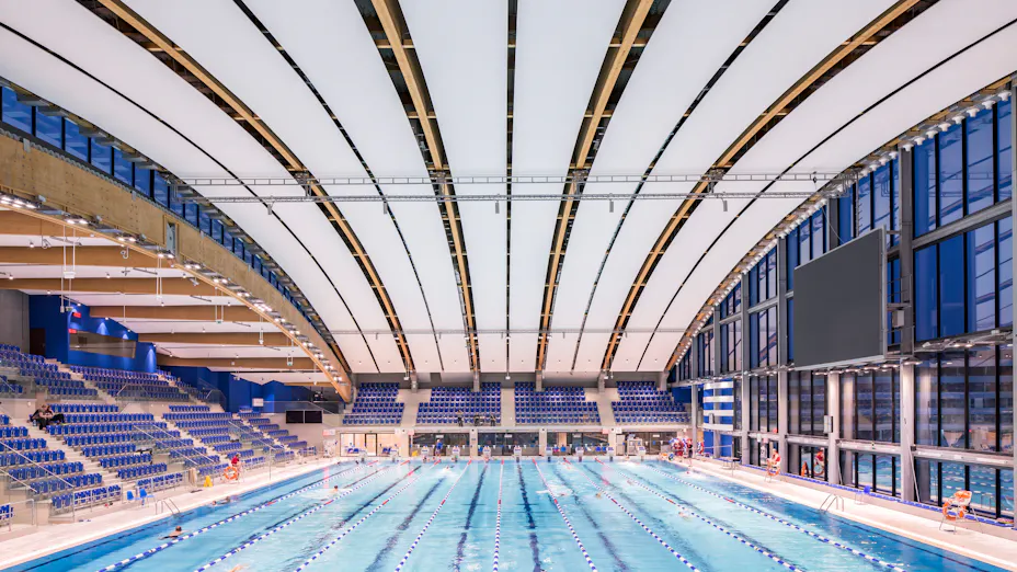 swimming pool with acoustic ceiling
