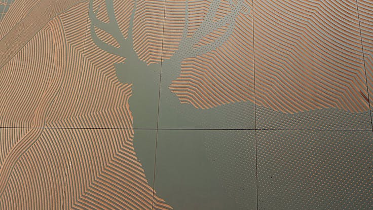 Sheffield Hallam University, in Sheffield, United Kingdom with glued and routed Rockpanel Colours exterior cladding