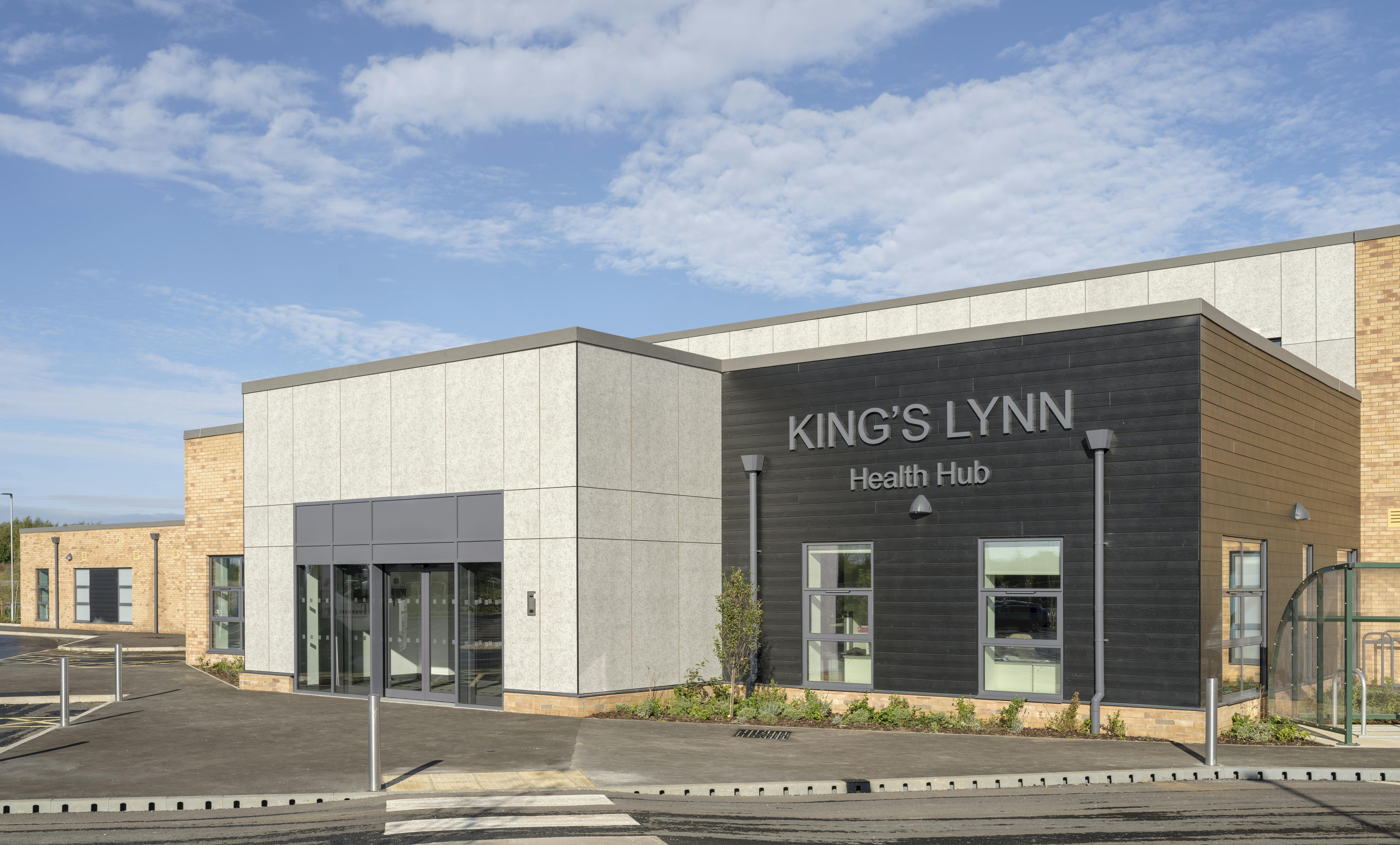 Case Study, Kings Lynn Health Hub, UK, Rockpanel Stones, Claystone Grey