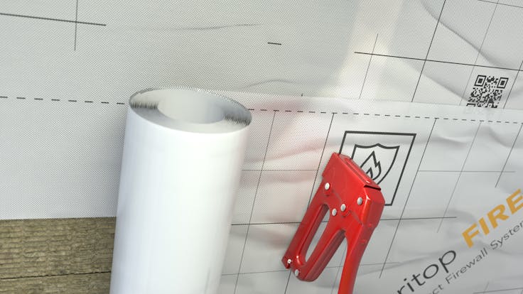 RockTect Firewall System, fire protection, indoor, illustration working steps, foil overlap, germany