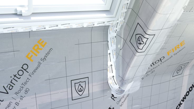 RockTect Firewall System, fire protection, indoor, illustration working steps, window detail, germany