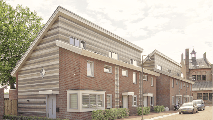 Houses in Wijbosch, Netherlands cladded with Rockpanel Woods facade cladding