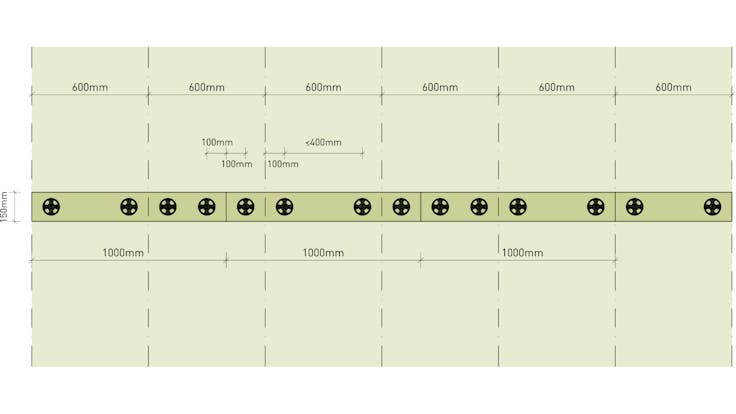 product, system, fixrock bwm brandriegel kit, installation, installation steps, step 8/8, dübel verteilung