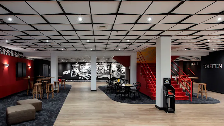 news article, product introduction, 3D effect ceiling system, chicago metallic, hotel theater figi, leisure, NL