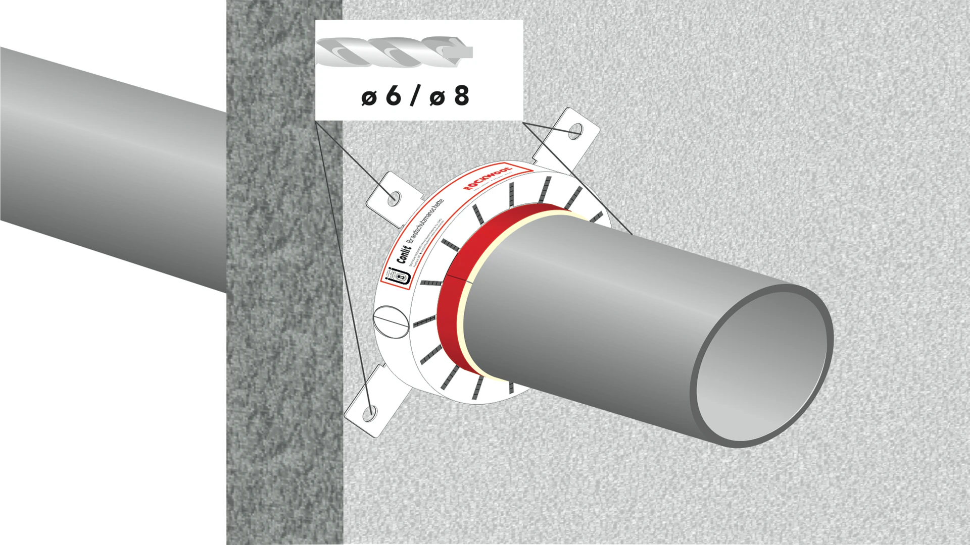 illustration, hvac, conlit brandschutzmanschette, germany, steps