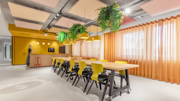 Canteen in Rockfon Office Roermond in Roermond Netherlands with Rockfon Color-all A-Edge