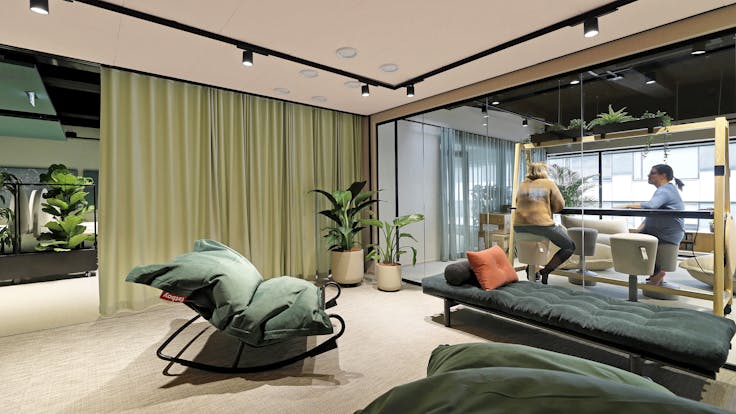 Open Plan Office in Paytrail in Tampere Finland with Rockfon Color-all X-Edge