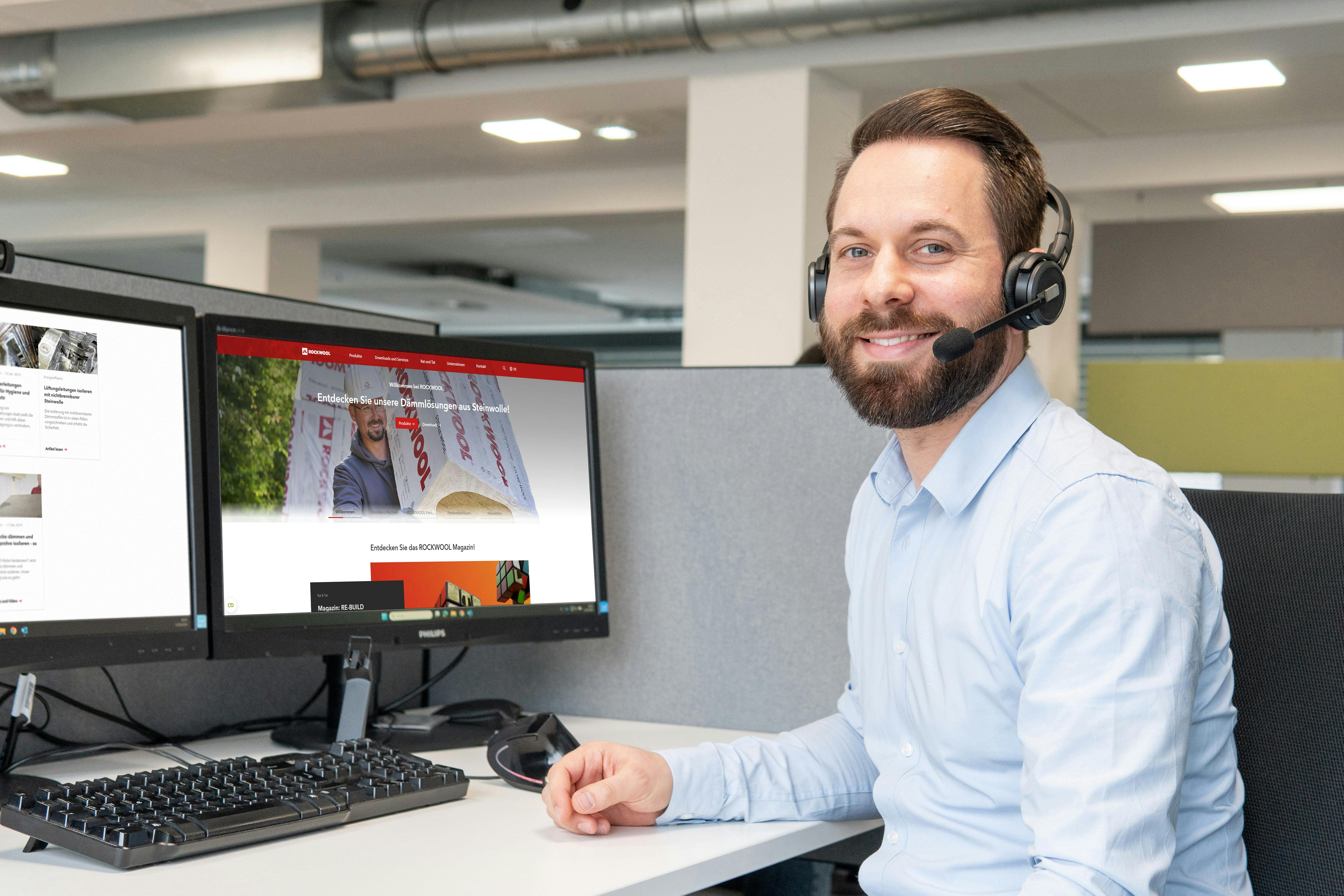 technischer service, kontakt, hallo rockwool, daniel drzeniek, startseite, bildschirmausschnitt, bildschirm, bildschirmausschnitt startseite, startseite willkommen, germany