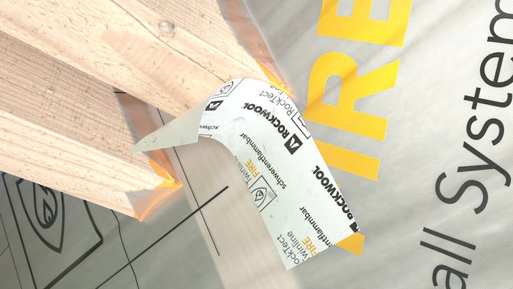 RockTect Firewall System, fire protection, indoor, illustration working steps, tape detail timbers, germany