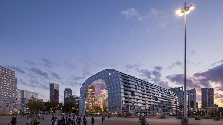 NL-Markthal 20141010 Markthal, Rotterdam, the Netherlands, MVRDV, Pennings Akoestiek, ROCKFON Mono Acoustic, Dark grey