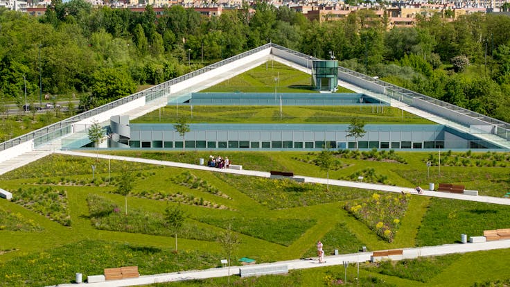 case study Cogiteon green roof Kraków, Poland , Małopolskie Centrum Nauki,