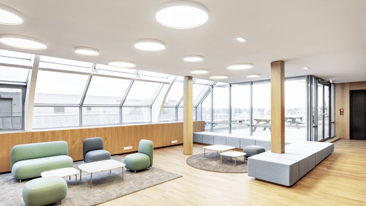 Office in headquarters of Electricity company in Strasbourg France with Rockfon Mono Acoustic