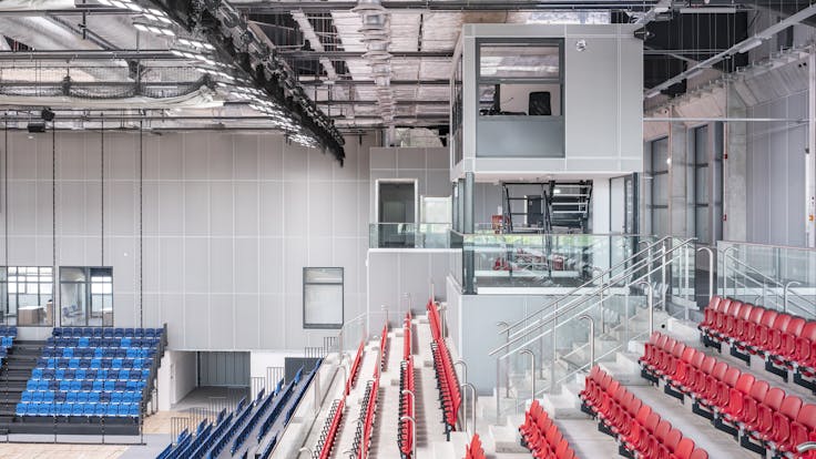 Arena in Mosir sports centre in Puławy Poland with Rockfon VertiQ A HAT-edge