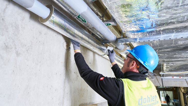 kompetenzzentrum aachen, kmac, kompetenzzentrum für mobilität der fh aachen, competence center aachen, competence center for mobility in aachen, hvac insulation, pipe insulation, fire sealants, fire proof, thermal insulation, wärmedämmung, brandschutz, teclit ps cold, teclit alutape, installation, installing, reference, referenz, germany