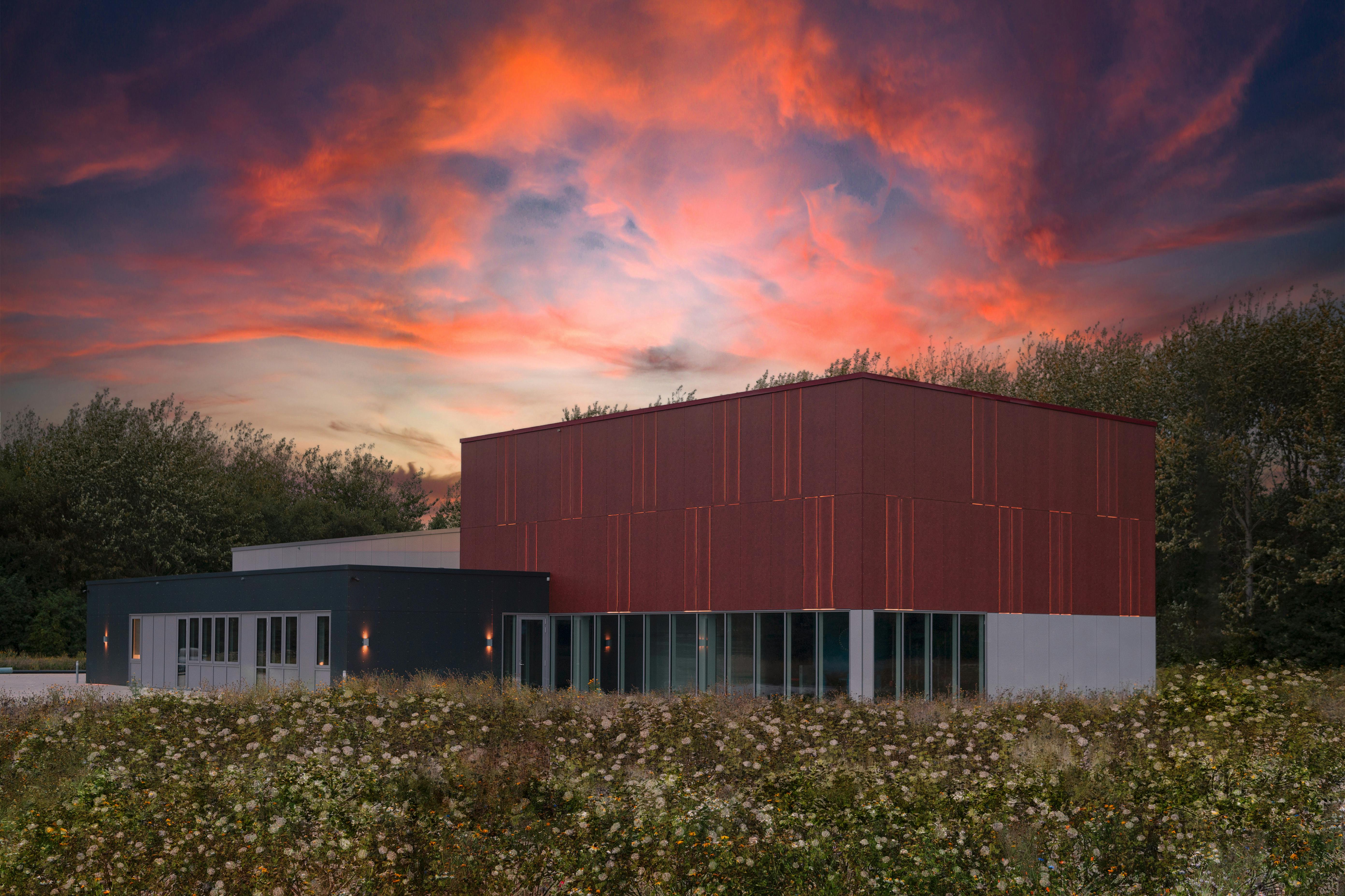 Rockpanel Case Study Soendervig Vandvaerk Rockpanel Stones Mineral Rust Rockpanel Stones Concrete Platinum Rockpanel Colours RAL 7016