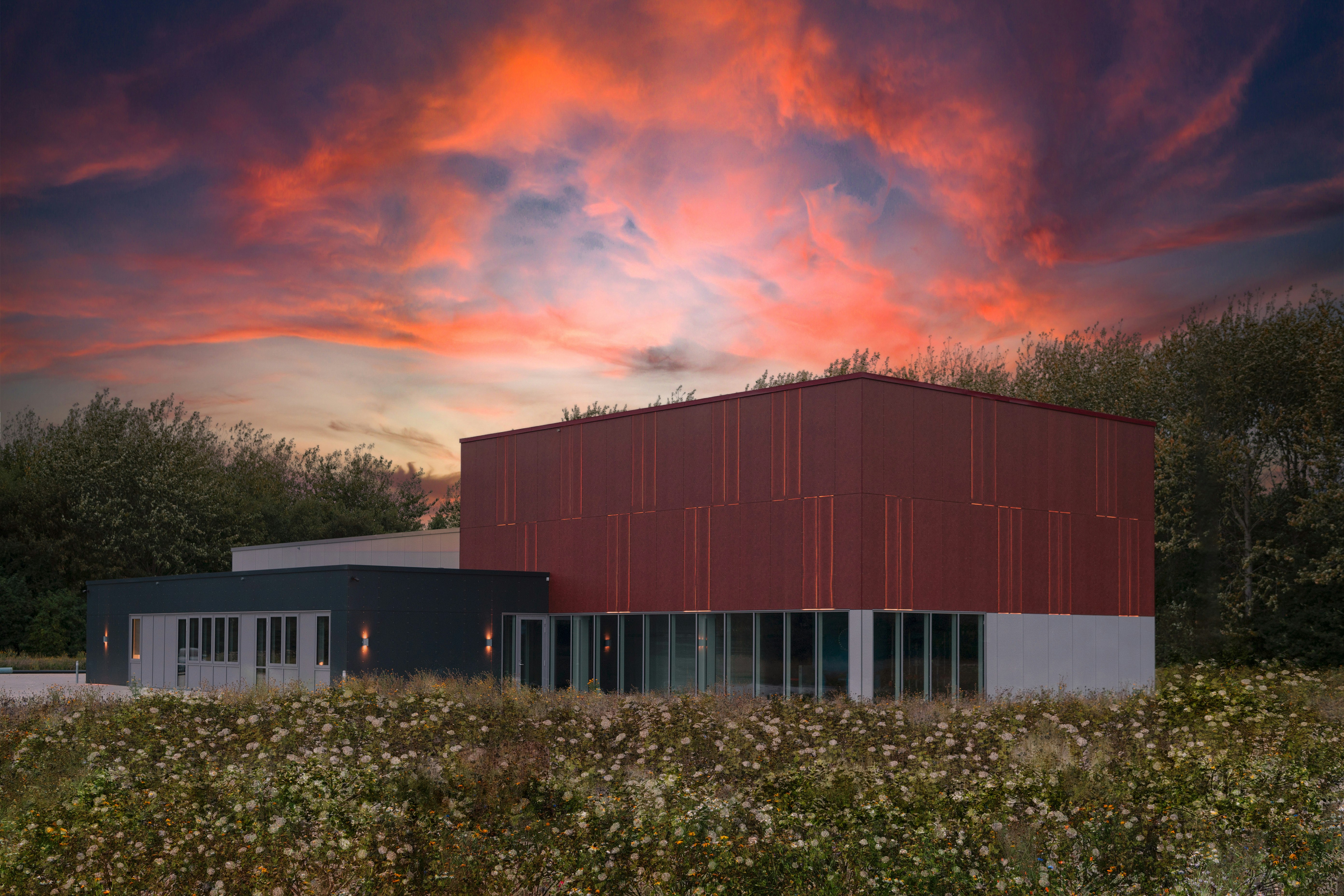 Rockpanel Case Study Soendervig Vandvaerk Rockpanel Stones Mineral Rust Rockpanel Stones Concrete Platinum Rockpanel Colours RAL 7016