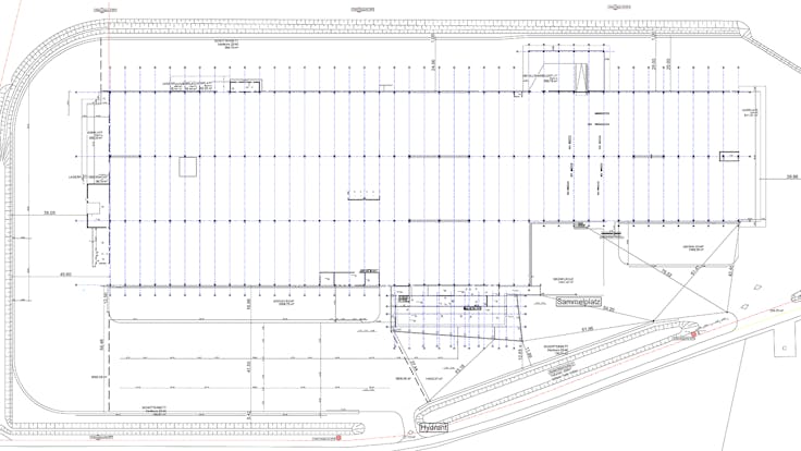reference, egger glas, production hall, plan, scheme, flat roof, gersdorf, austria