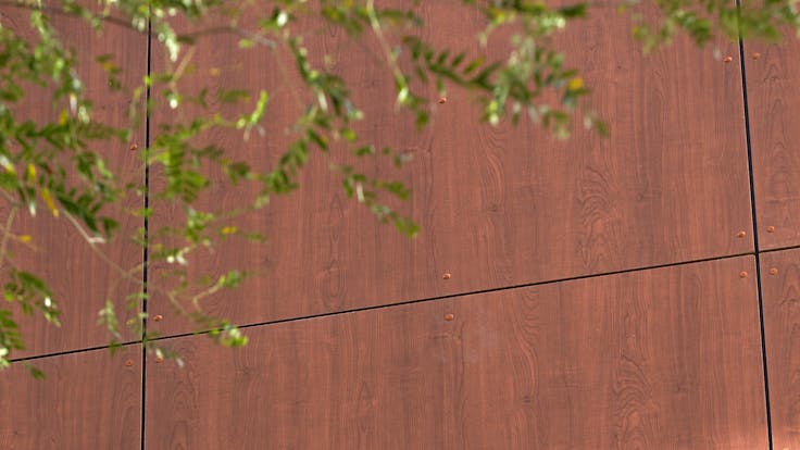 Eyot House (Multi Family House) in Bermondsey, London, United Kingdom cladded with A2 (FS-Xtra) in seven RAL colours plus Metallics Graphite Grey and Woods Cherry facade cladding.