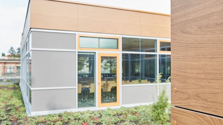 GBS Nordhorn in Nordhorn, Germany cladded with Rockpanel Woods and Chameleon facade cladding