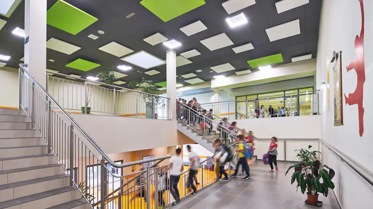 Complex of primary school and kindergarten,Poland,Wysoka,1.0000 m²,Monika Robaszko-Kowalska,Biuro Achitektoniczne Metropolis,Bartosz Makowski,ROCKFON Color-all,ROCKFON Eclipse,600x600,charcoal 09