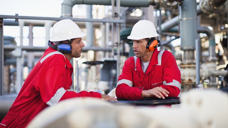 worker, helmet, process, owner, pipes, pipe, people, two people, engineer, industry, industrial, plant, ProRox, energy, two persons, chemical, energy, safe, safety, talking