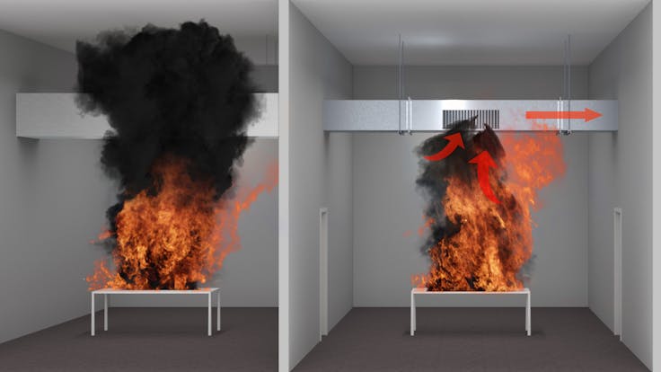 Conlit Duct 120: Fire protection. Duct. Protección contra incendios en conductos metálicos de ventilación y extracción de humos Silver finishing. Acabado gris. Installation process. Proceso de instalación. Paso a paso.