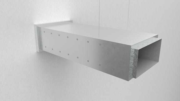 Conlit Duct 120: Fire protection. Duct. Protección contra incendios en conductos metálicos de ventilación y extracción de humos Silver finishing. Acabado gris. Installation process. Proceso de instalación. Paso a paso.