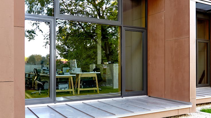 Offices and factory of the Brunner family business in Eggenfelden, Germany cladded with Rockpanel Natural facade cladding