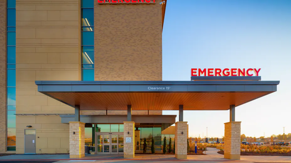 St. Elizabeth’s Hospital healthcare building installed with Rockfon® specialty metal ceilings.
