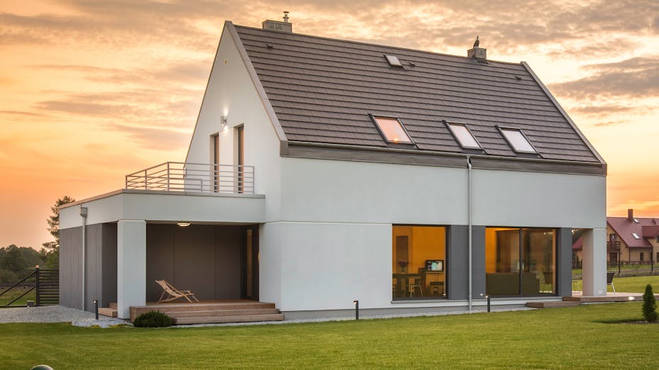 Modern home seen from the outside