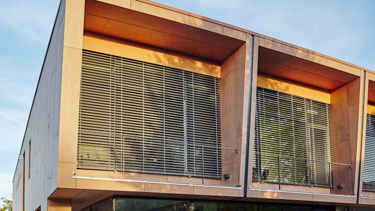 Offices and factory of the Brunner family business in Eggenfelden, Germany cladded with Rockpanel Natural facade cladding