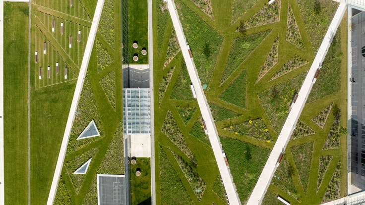 case study Cogiteon green roof Kraków, Poland , Małopolskie Centrum Nauki,