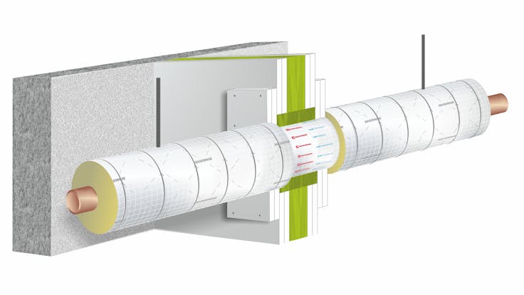 illustration, construction, wall, pipe, conlit 150 u, hvac, pm helfer kompakt, germany