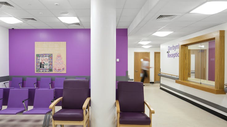 Morriston Hospital,UK,Swansea,Wales,IBI Nightingale,Art In Site - For Eclipse Islands creation,BAM Construction,Morriston Hosptial-Swansea,Richard Kemble Ceilings-Medicare and Bay Productions-Eclipse,Matt Livey,ROCKFON Medicare,A24,600x600x20,white,Chicago Metallic T24 2850,Chicago Metallic T24 2890,Chicago Metallic T24 2890 ECR