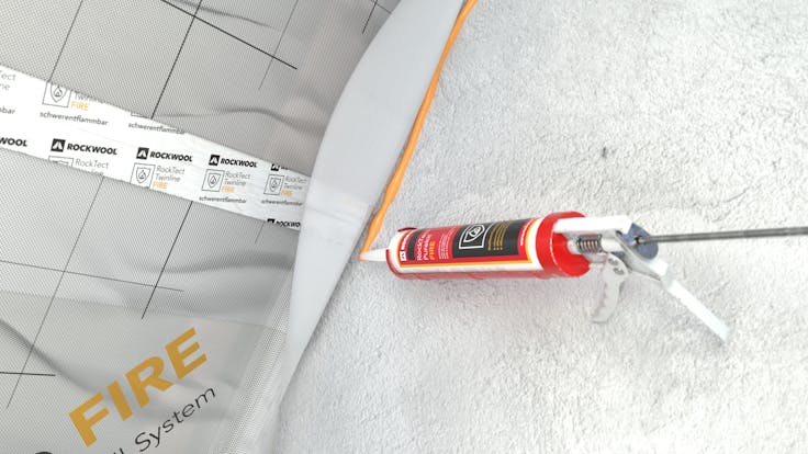 RockTect Firewall System, fire protection, indoor, illustration working steps, density glue, germany