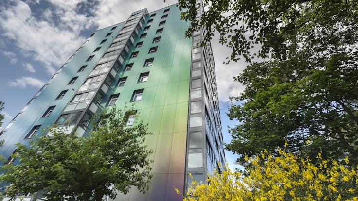 Renovation of 4 tower blocks in Manchester (Untied Kingdom) with Rockpanel Chameleon External Cladding