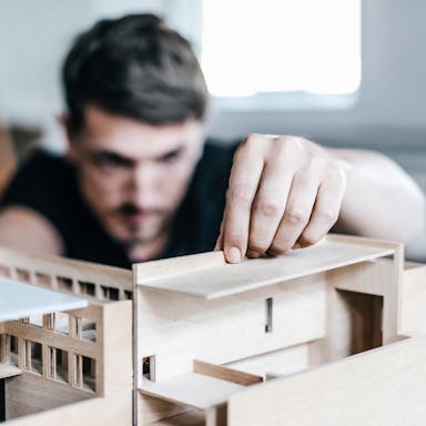 RockWorld imagery, products with life, creativity, construction, wooden house