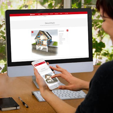 dämmcheck, tool, pc, smartphone, desk, working situation, germany