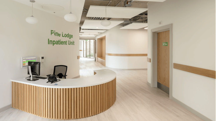 Reception in Thames Hospice in Maidenhead United Kingdom with Rockfon Eclipse