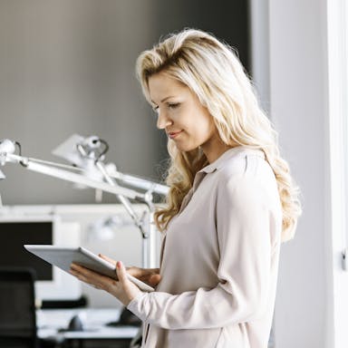 Two colleagues in office with digital tablet and computer. Indoor, office, acoustics, people, working,