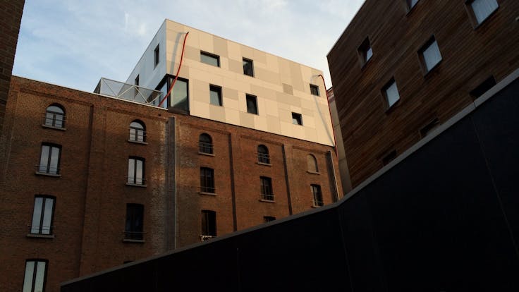Belle Vue Brewery in Brussels, old brewery transformed into Hotel Belvue. This building is clad with Rockpanel Ply facade cladding.